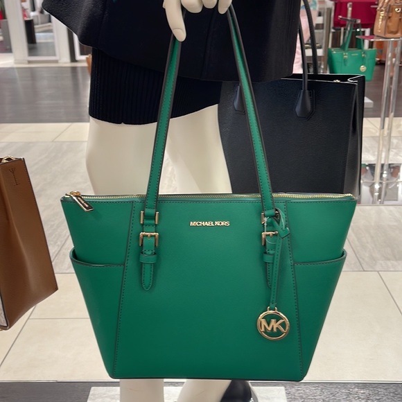 MICHAEL KORS Charlotte Large Leather Top-Zip Tote
Palmetto Green - Picture 6 of 16
